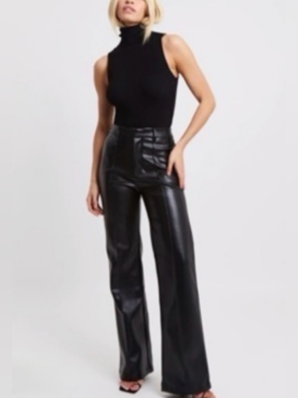 NWT BOA Black Wide-Leg Faux Leather Pants S